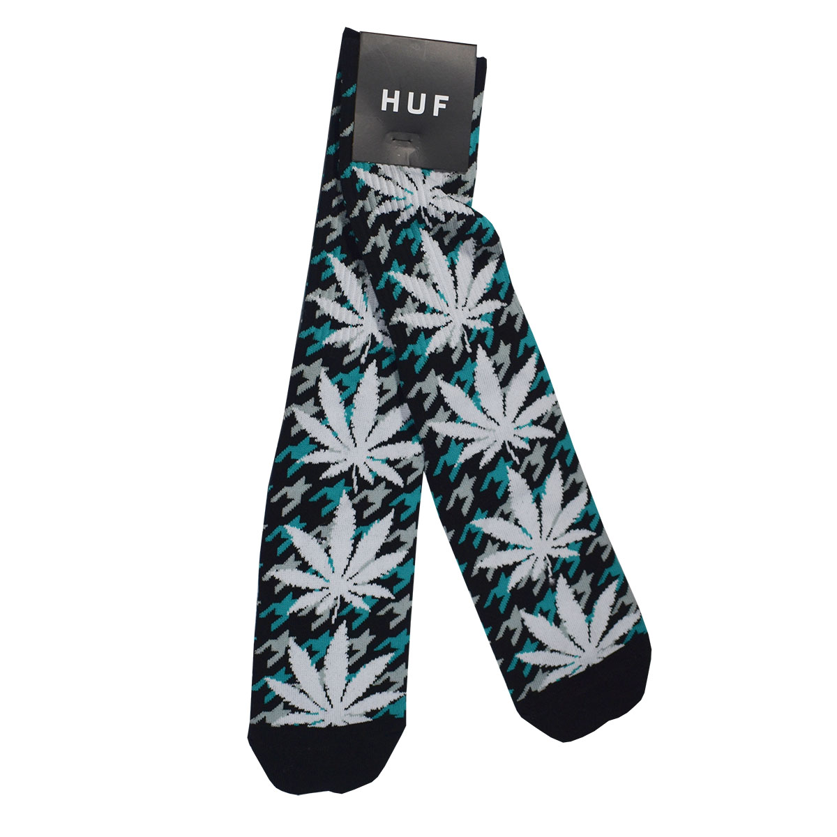 Meia Huf Houndstooth Plantlife Tropical Green