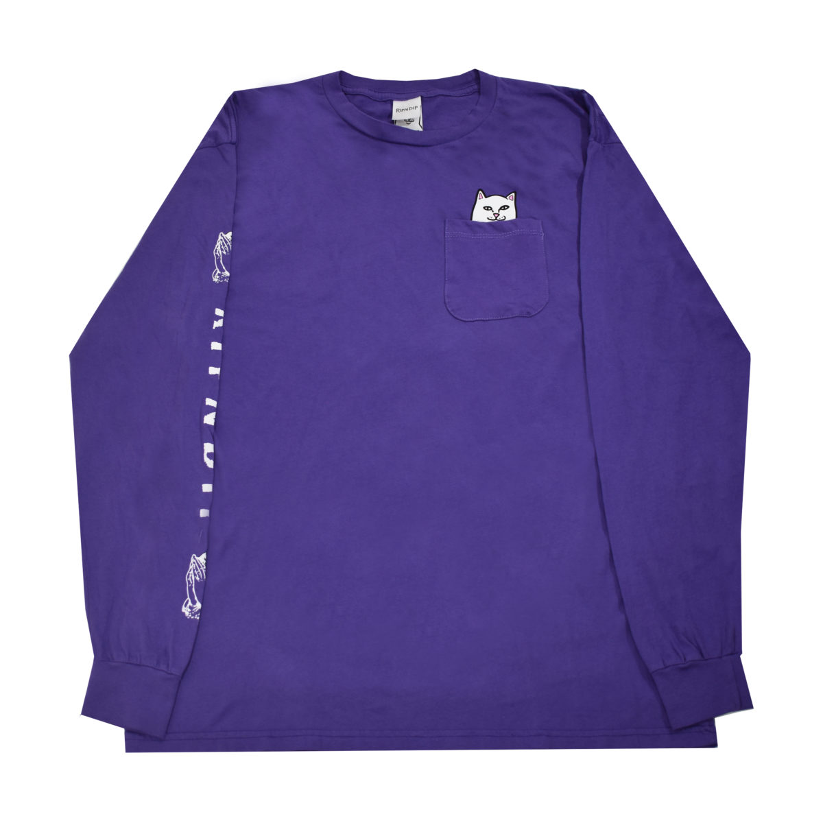 Camiseta RipnDip Lord Nermal Pocket Long Sleeve purple