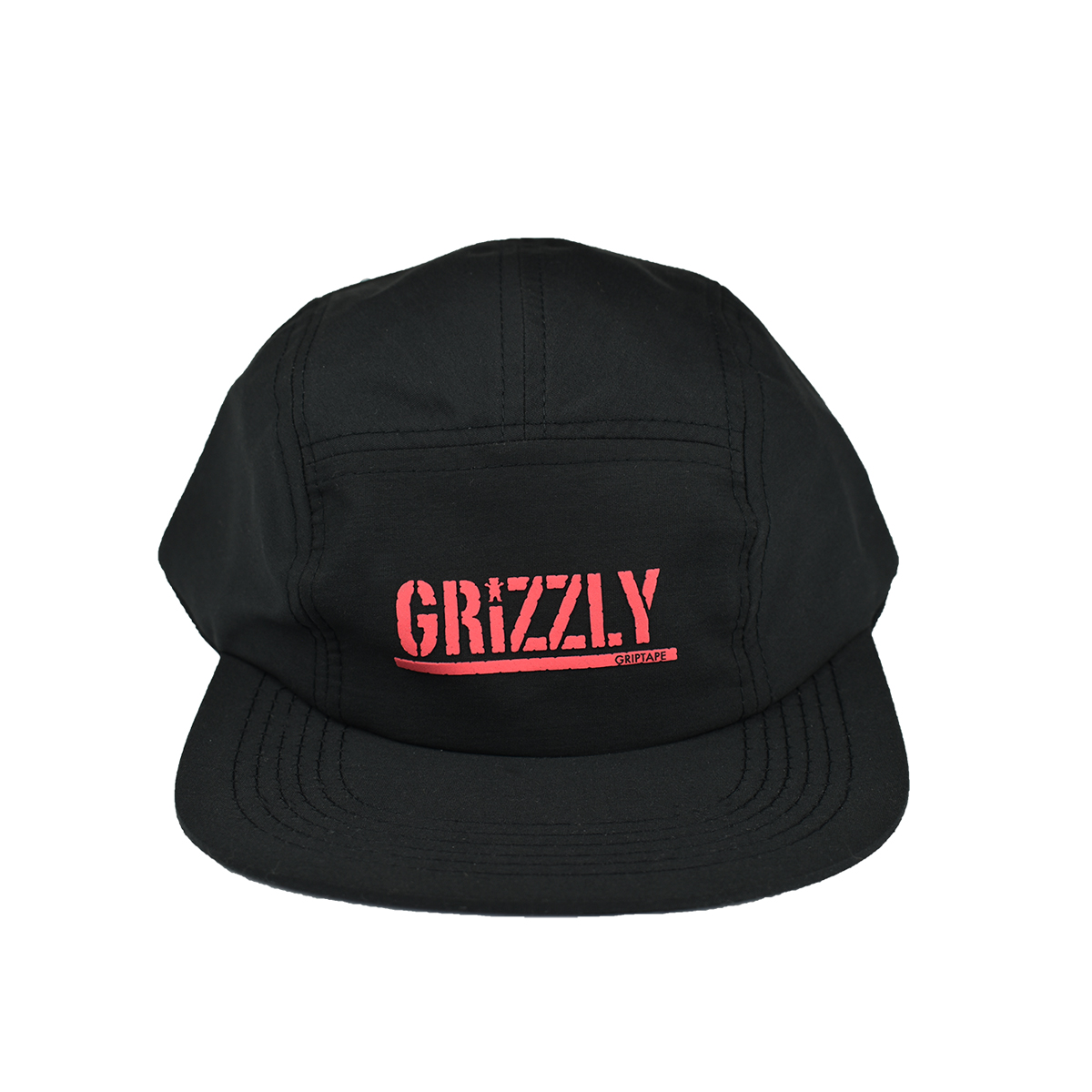 Bone Grizzly 5 Panel Stamp Camper Hat Black