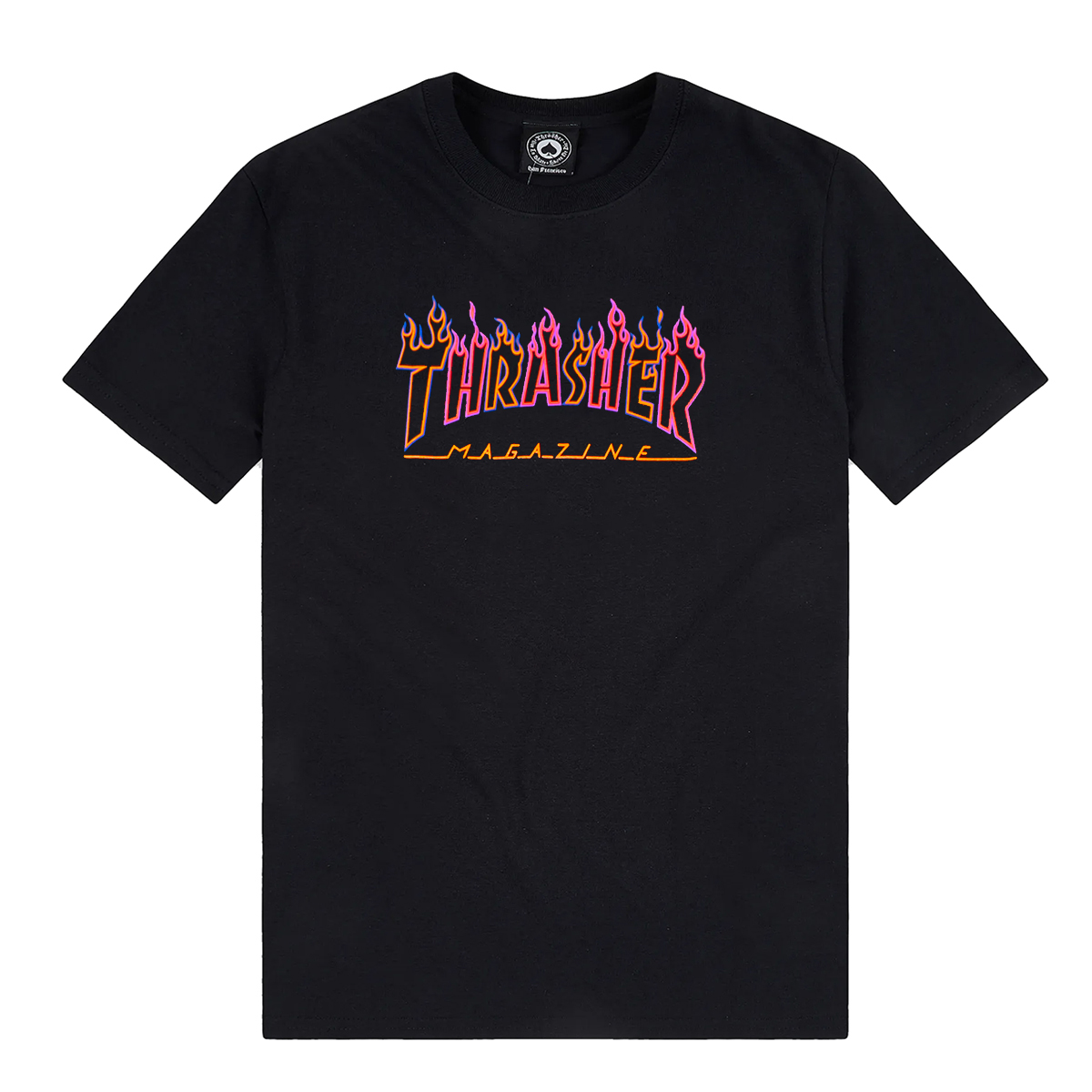 Camiseta Thrasher Double Flame Logo Neon (Black)